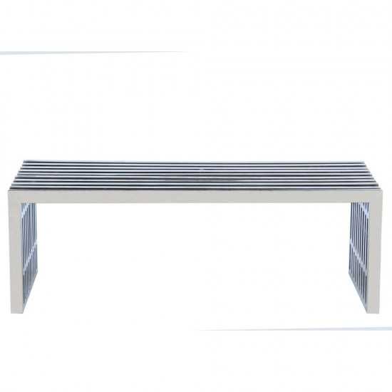 Fine Mod Imports Zeta Stainless Steel Bench Long, Silver