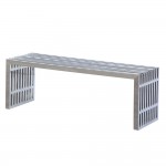 Fine Mod Imports Zeta Stainless Steel Bench Long, Silver