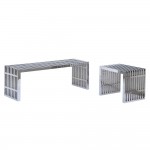 Fine Mod Imports Zeta Stainless Steel Bench Long, Silver