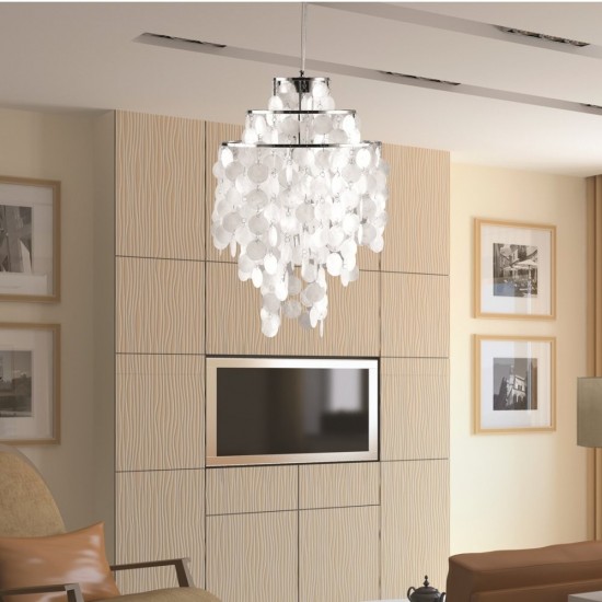 Fine Mod Imports Pearl Hanging Chandelier, Mother of Pearl