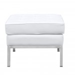 Fine Mod Imports Button Ottoman in Leather, White