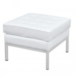 Fine Mod Imports Button Ottoman in Leather, White