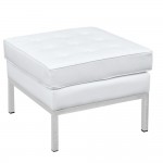 Fine Mod Imports Button Ottoman in Leather, White