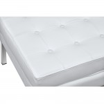 Fine Mod Imports Button Ottoman in Leather, White