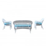 Fine Mod Imports Portside White 4pc Outdoor Set Blue Cushion