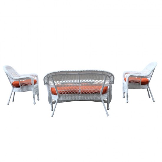 Fine Mod Imports Portside White 4pc Outdoor Set Orange Cushion