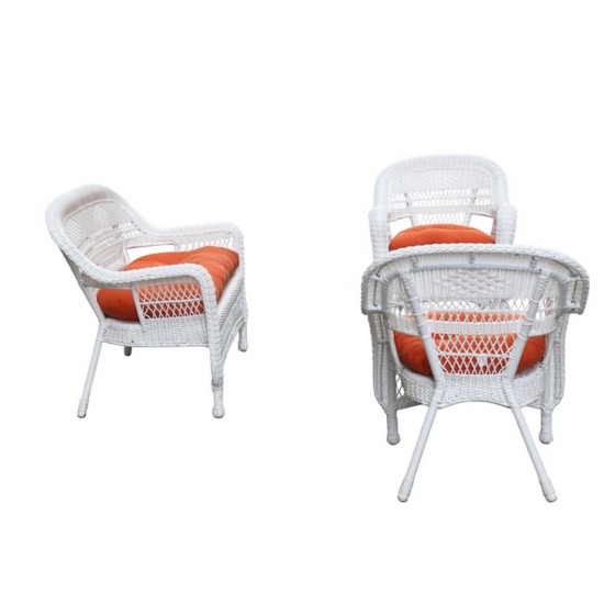 Fine Mod Imports Portside White 4pc Outdoor Set Orange Cushion