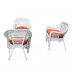 Fine Mod Imports Portside White 4pc Outdoor Set Orange Cushion