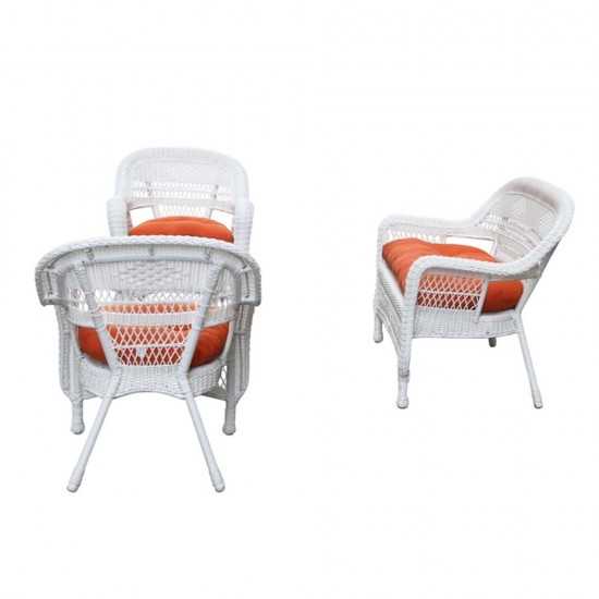 Fine Mod Imports Portside White 4pc Outdoor Set Orange Cushion