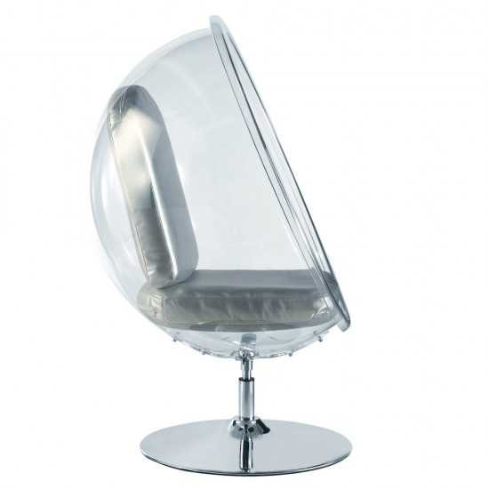 Fine Mod Imports Ball Acrylic Chair, Silver