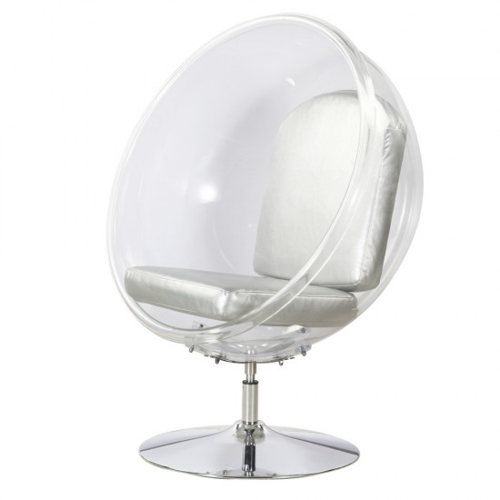 Fine Mod Imports Ball Acrylic Chair, Silver