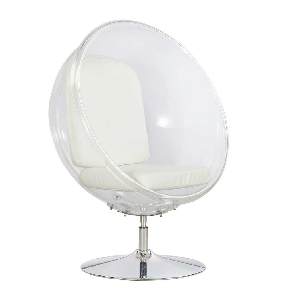 Fine Mod Imports Ball Acrylic Chair, White