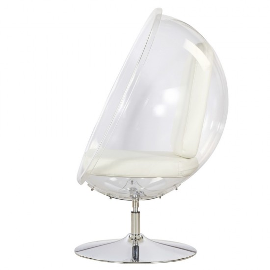 Fine Mod Imports Ball Acrylic Chair, White