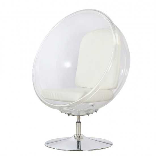 Fine Mod Imports Ball Acrylic Chair, White