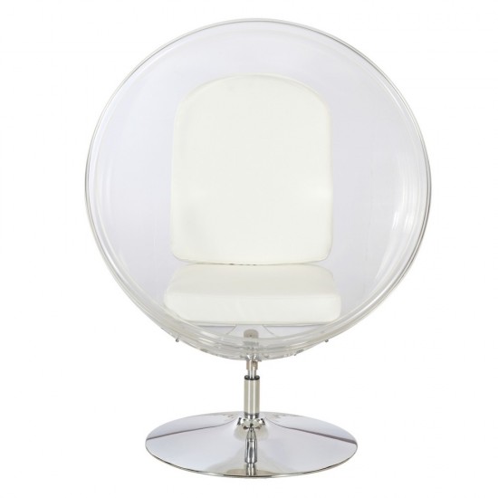 Fine Mod Imports Ball Acrylic Chair, White