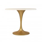 Fine Mod Imports Gold Filberglass Flower Table 36", White