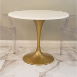 Fine Mod Imports Gold Filberglass Flower Table 36", White