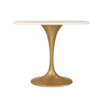 Fine Mod Imports Gold Fiberglass Flower Table 48", White