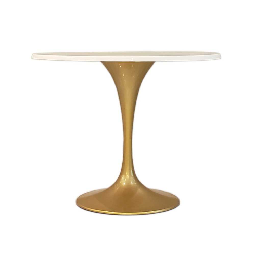 Fine Mod Imports Gold Fiberglass Flower Table 48", White