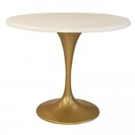 Fine Mod Imports Gold Fiberglass Flower Table 48", White