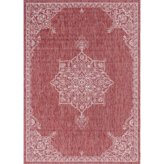 Rug Unique Loom Outdoor Traditional Rust Red Rectangular 7' 0 x 10' 0