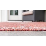 Rug Unique Loom Outdoor Traditional Rust Red Rectangular 7' 0 x 10' 0