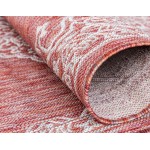Rug Unique Loom Outdoor Traditional Rust Red Rectangular 7' 0 x 10' 0
