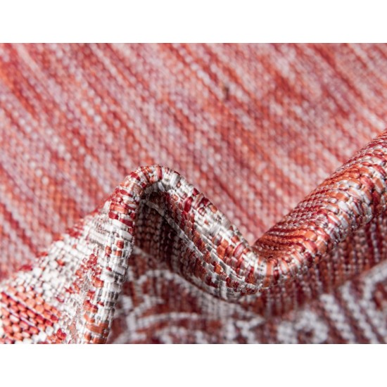 Rug Unique Loom Outdoor Traditional Rust Red Rectangular 7' 0 x 10' 0