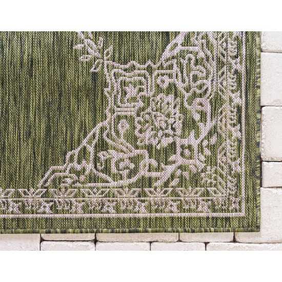 Rug Unique Loom Outdoor Traditional Green Rectangular 7' 0 x 10' 0