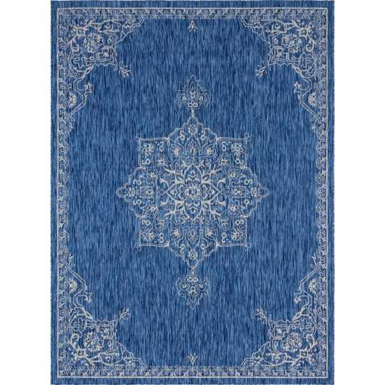 Rug Unique Loom Outdoor Traditional Blue Rectangular 7' 0 x 10' 0