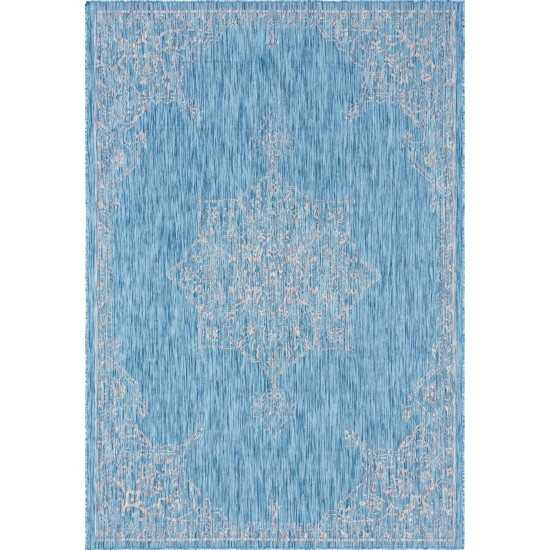 Rug Unique Loom Outdoor Traditional Aqua Blue Rectangular 7' 0 x 10' 0