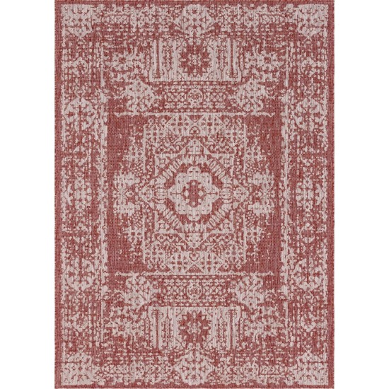 Rug Unique Loom Outdoor Traditional Rust Red Rectangular 7' 0 x 10' 0