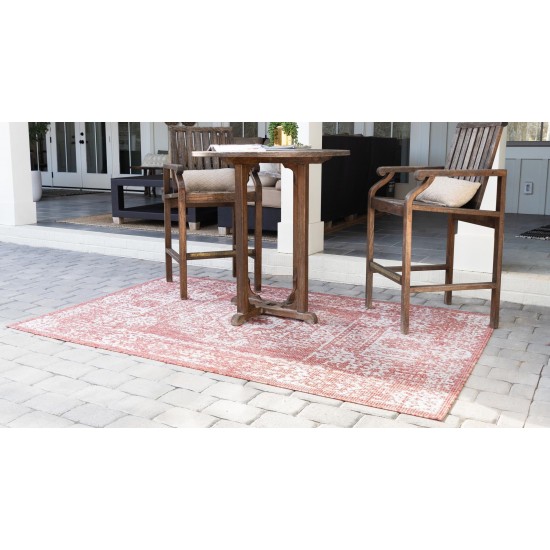 Rug Unique Loom Outdoor Traditional Rust Red Rectangular 7' 0 x 10' 0