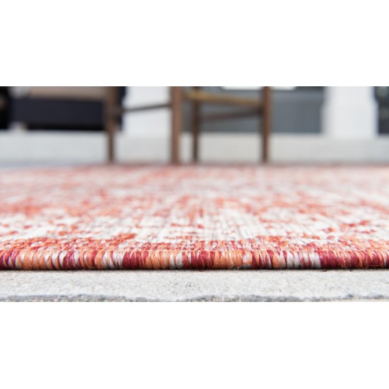 Rug Unique Loom Outdoor Traditional Rust Red Rectangular 7' 0 x 10' 0