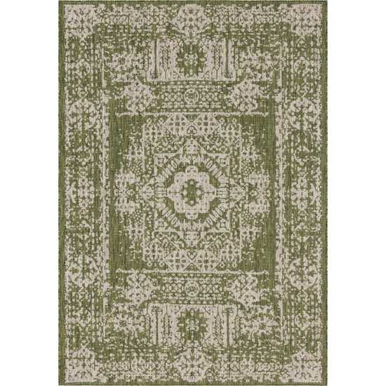 Rug Unique Loom Outdoor Traditional Green Rectangular 7' 0 x 10' 0