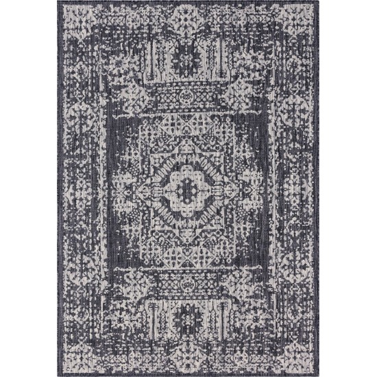 Rug Unique Loom Outdoor Traditional Dark Gray Rectangular 7' 0 x 10' 0