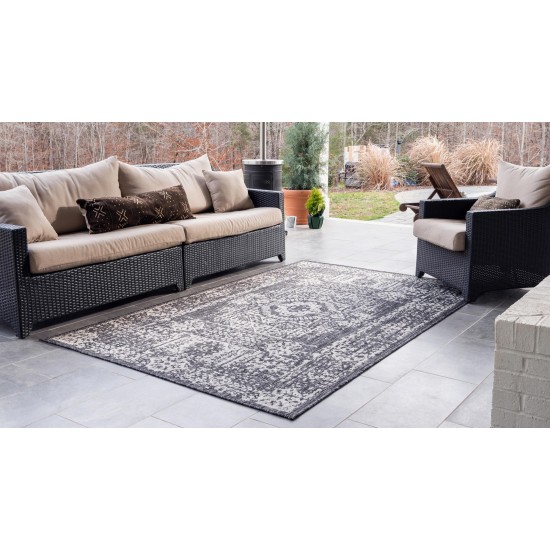Rug Unique Loom Outdoor Traditional Dark Gray Rectangular 7' 0 x 10' 0