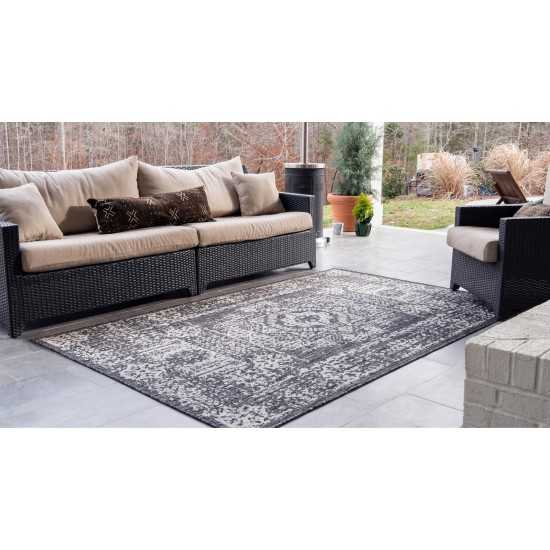 Rug Unique Loom Outdoor Traditional Dark Gray Rectangular 7' 0 x 10' 0