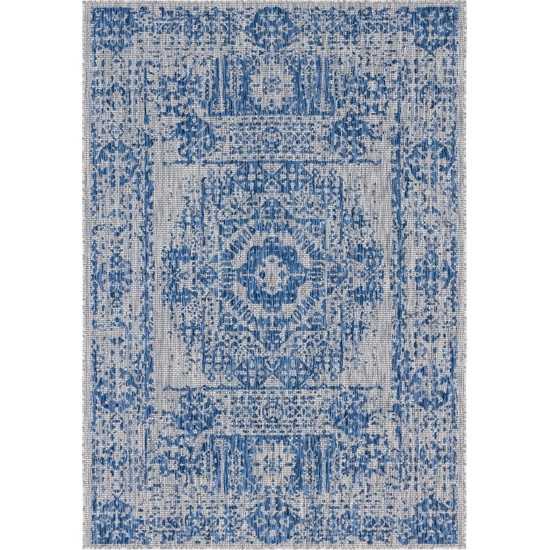 Rug Unique Loom Outdoor Traditional Blue Rectangular 7' 0 x 10' 0