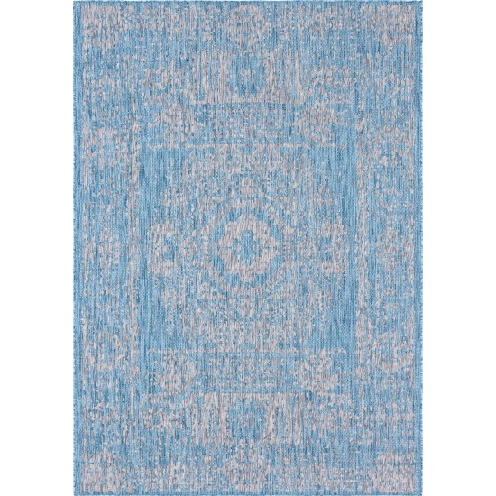 Rug Unique Loom Outdoor Traditional Aqua Blue Rectangular 7' 0 x 10' 0