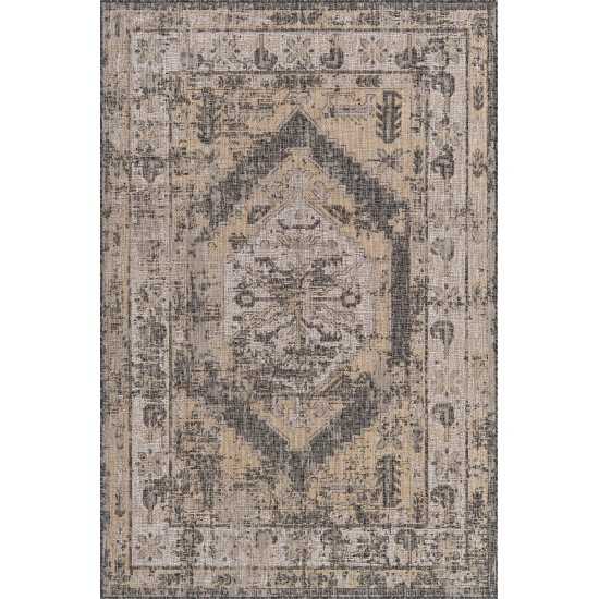 Rug Unique Loom Outdoor Traditional Charcoal Rectangular 6' 0 x 9' 0