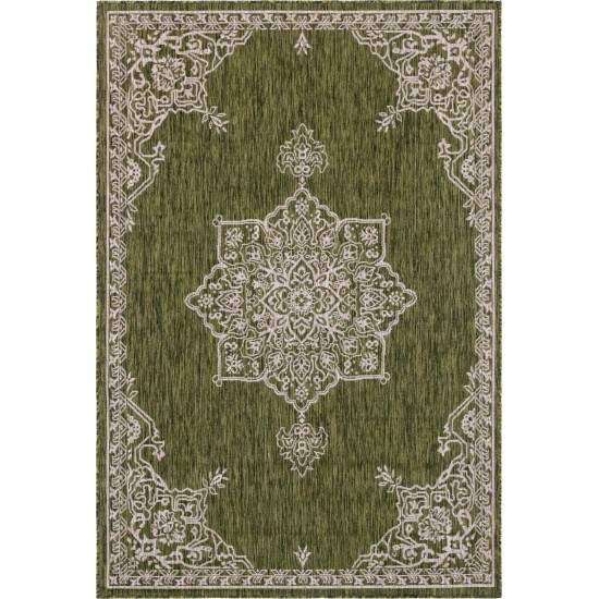 Rug Unique Loom Outdoor Traditional Green Rectangular 6' 0 x 9' 0