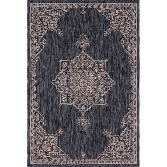 Rug Unique Loom Outdoor Traditional Charcoal Gray Rectangular 6' 0 x 9' 0