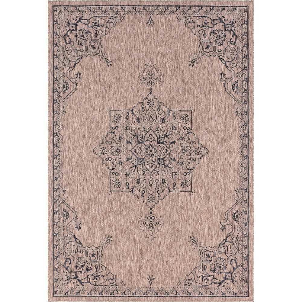 Rug Unique Loom Outdoor Traditional Beige Rectangular 6' 0 x 9' 0