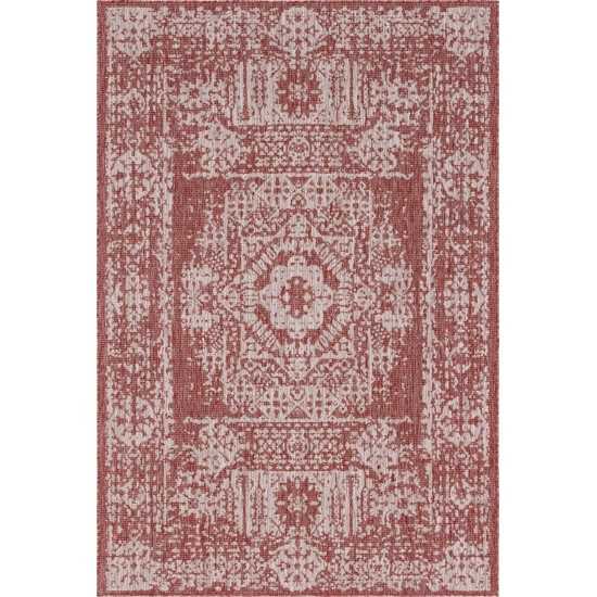 Rug Unique Loom Outdoor Traditional Rust Red Rectangular 6' 0 x 9' 0