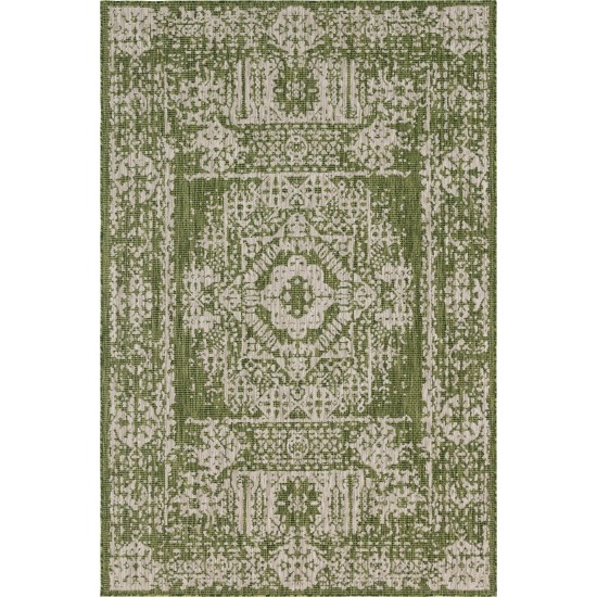 Rug Unique Loom Outdoor Traditional Green Rectangular 6' 0 x 9' 0