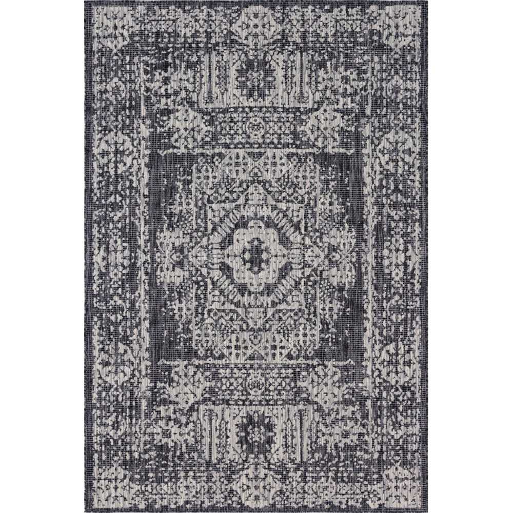 Rug Unique Loom Outdoor Traditional Dark Gray Rectangular 6' 0 x 9' 0 Rug Unique Loom Outdoor Traditional Dark Gray Rectangular 6' 0 x 9' 0