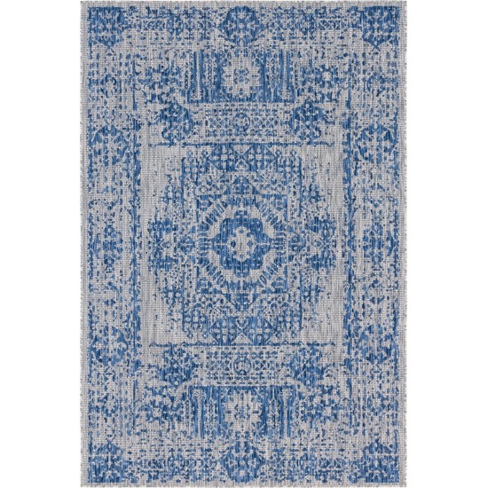 Rug Unique Loom Outdoor Traditional Blue Rectangular 6' 0 x 9' 0