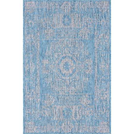 Rug Unique Loom Outdoor Traditional Aqua Blue Rectangular 6' 0 x 9' 0