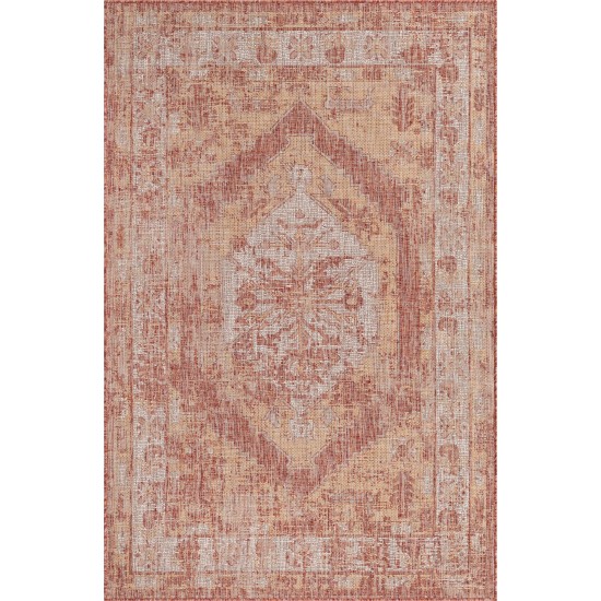 Rug Unique Loom Outdoor Traditional Rust Red Rectangular 5' 3 x 7' 10